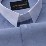 Regenc Navy Blue White Cuff Collar Oxford Cotton Shirt - John Ellies