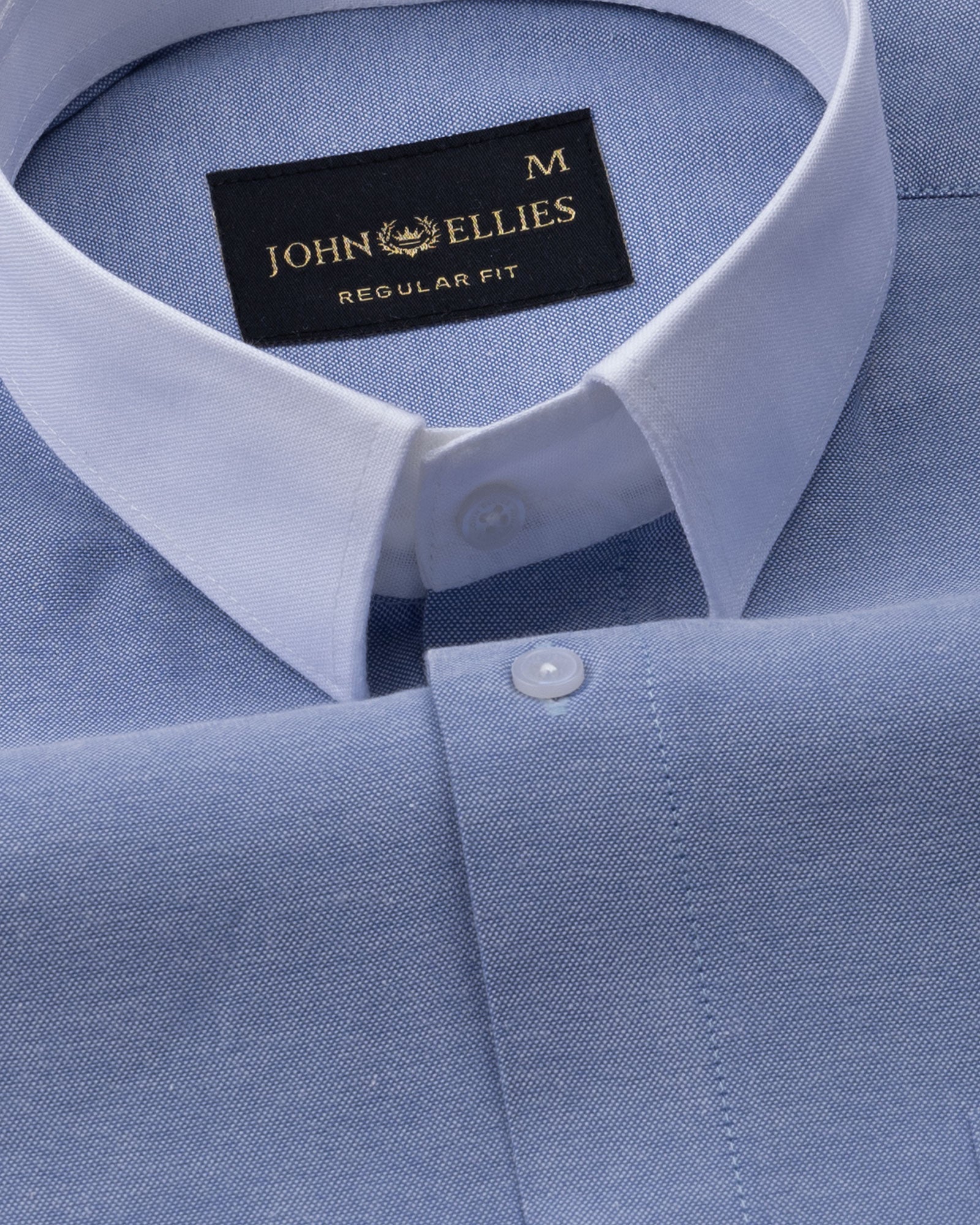Regenc Navy Blue White Cuff Collar Oxford Cotton Shirt - John Ellies
