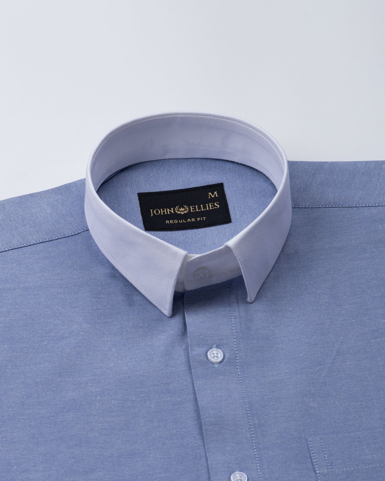 Regenc Navy Blue White Cuff Collar Oxford Cotton Shirt - John Ellies