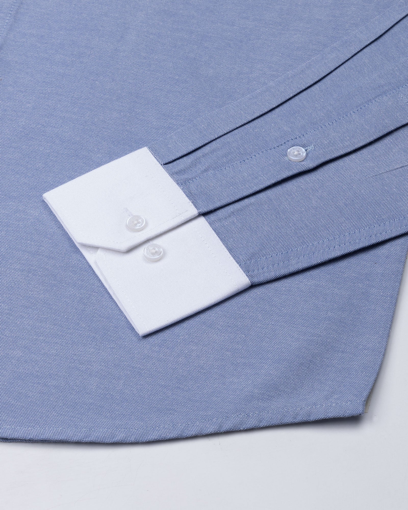 Regenc Navy Blue White Cuff Collar Oxford Cotton Shirt - John Ellies