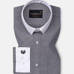 Regenc Black White Cuff Collar Oxford Cotton Shirt - John Ellies
