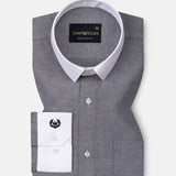 Regenc Black White Cuff Collar Oxford Cotton Shirt - John Ellies