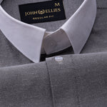 Regenc Black White Cuff Collar Oxford Cotton Shirt - John Ellies