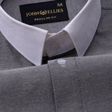 Regenc Black White Cuff Collar Oxford Cotton Shirt - John Ellies