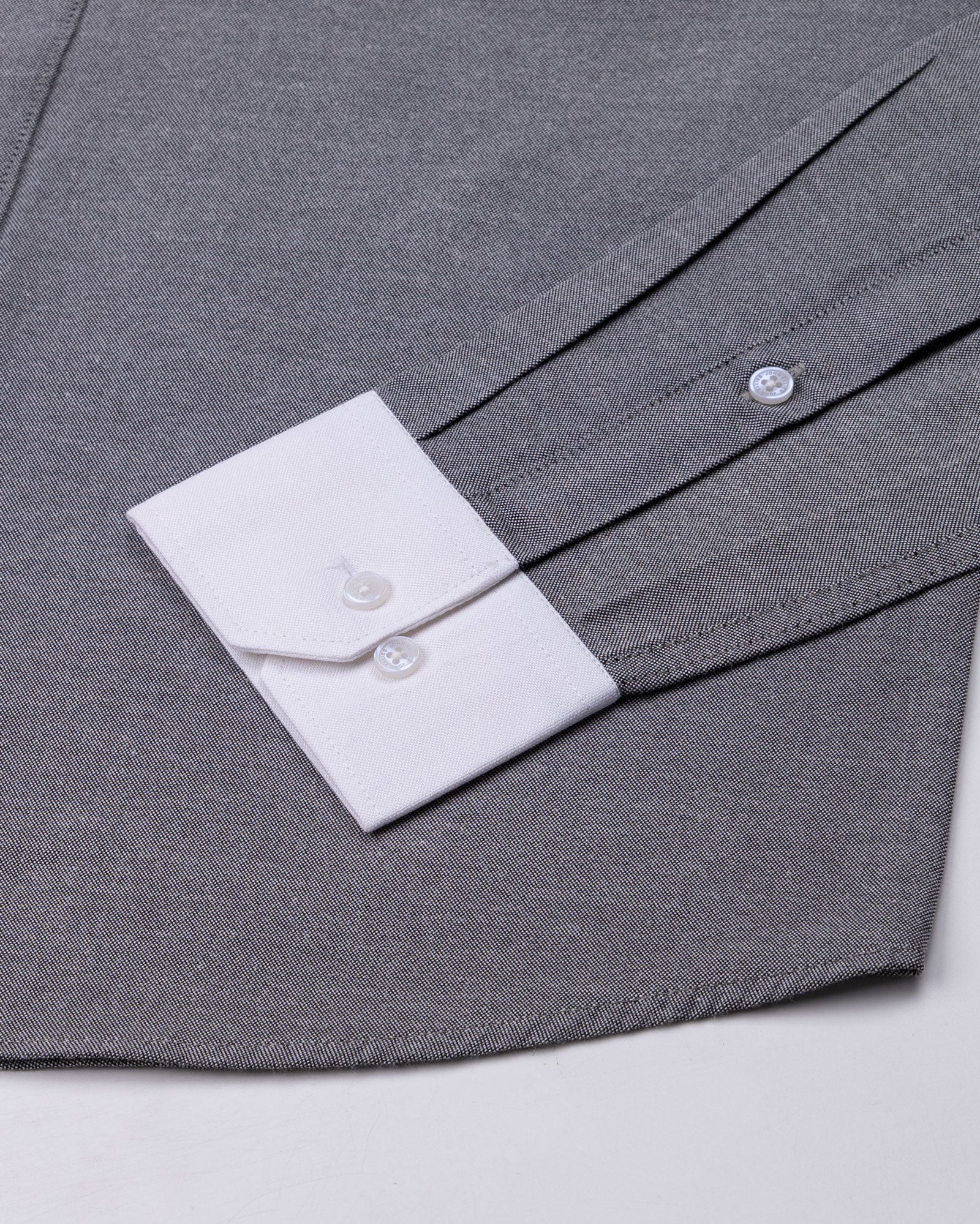 Regenc Black White Cuff Collar Oxford Cotton Shirt - John Ellies