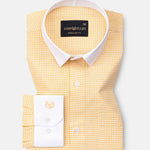 Radius Yellow Check White Cuff Collar Oxford Shirt - John Ellies