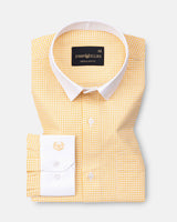 Radius Yellow Check White Cuff Collar Oxford Shirt