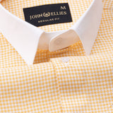 Radius Yellow Check White Cuff Collar Oxford Shirt - John Ellies