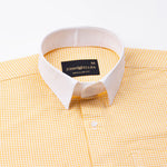 Radius Yellow Check White Cuff Collar Oxford Shirt - John Ellies