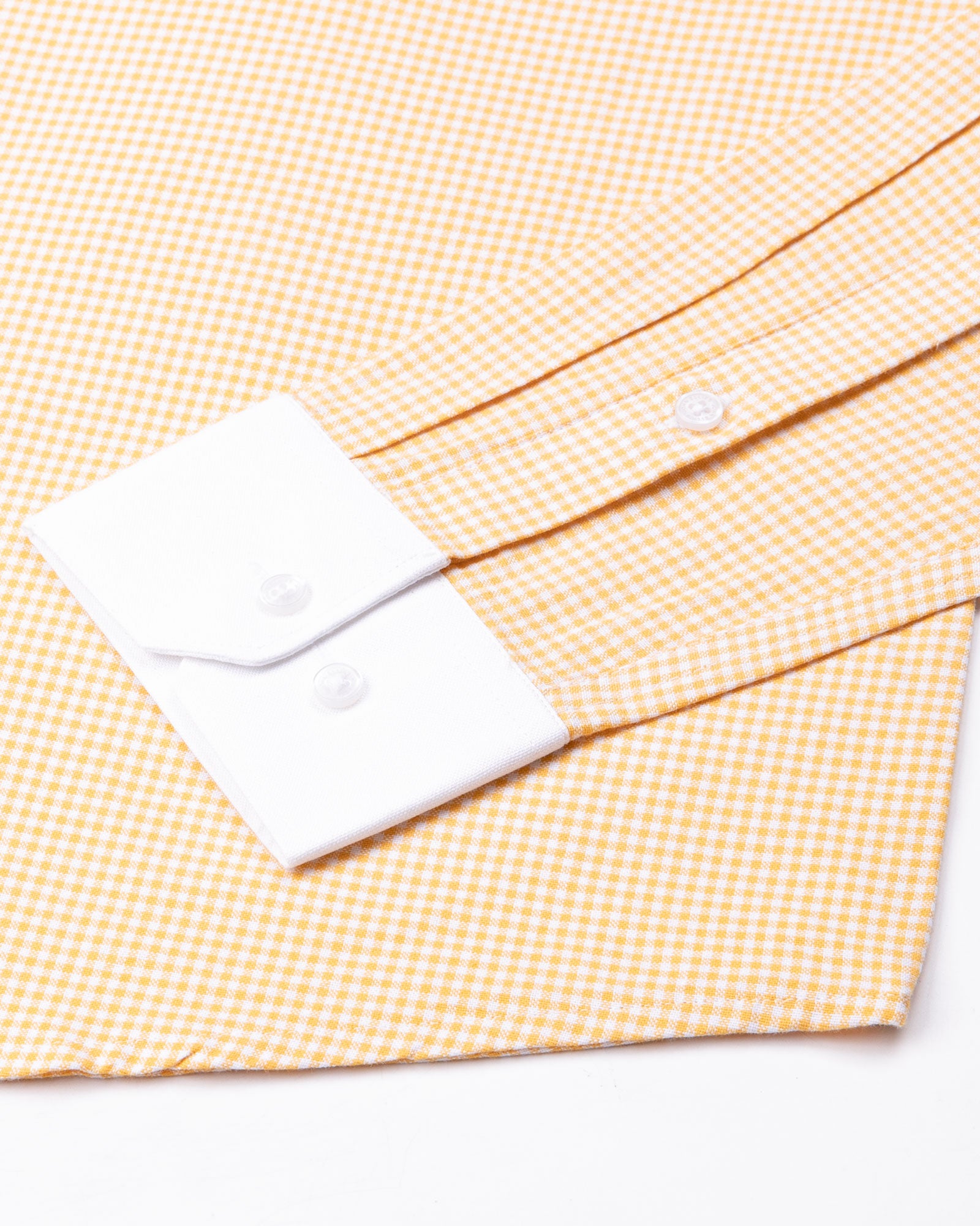 Radius Yellow Check White Cuff Collar Oxford Shirt - John Ellies
