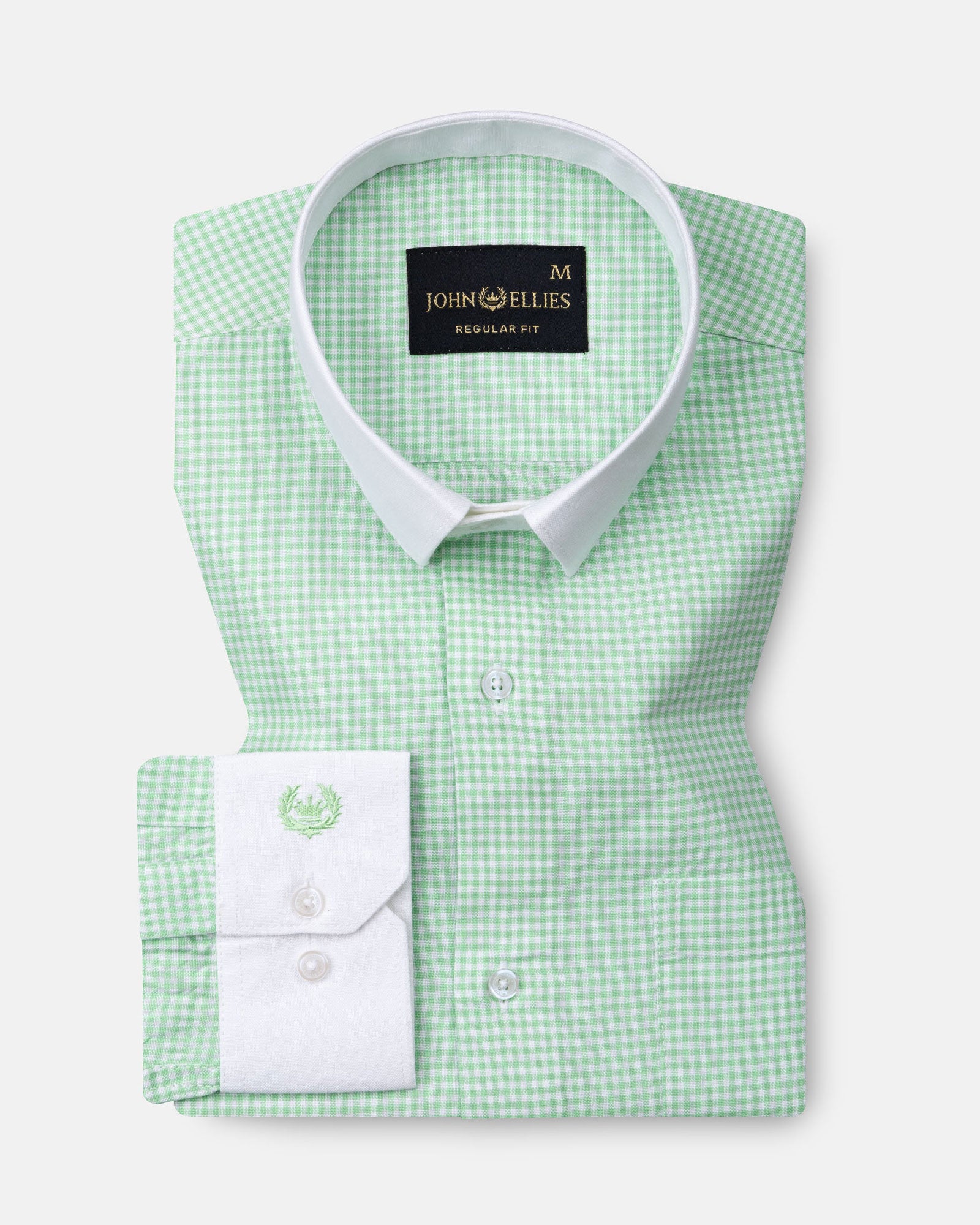 Radius Lime Check White Cuff Collar Oxford Shirt - John Ellies