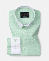 Radius Lime Check White Cuff Collar Oxford Shirt