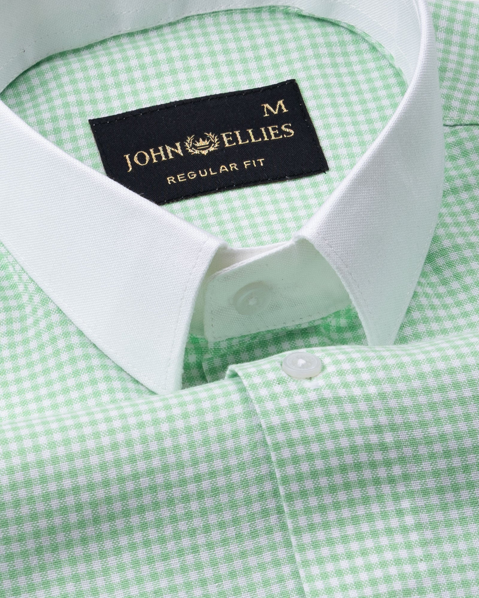 Radius Lime Check White Cuff Collar Oxford Shirt - John Ellies