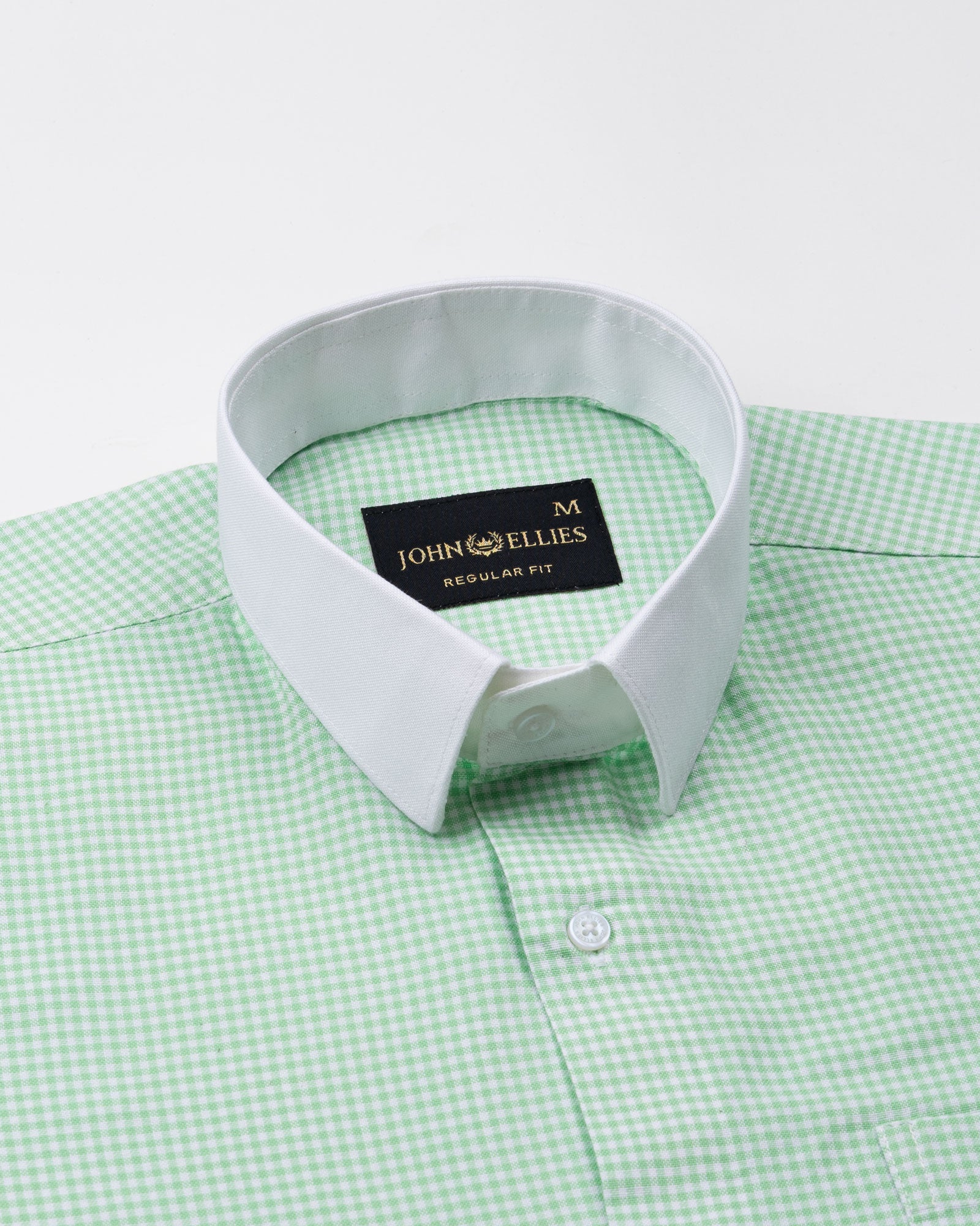 Radius Lime Check White Cuff Collar Oxford Shirt - John Ellies