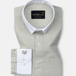 Radius Olive Check White Cuff Collar Oxford Shirt - John Ellies
