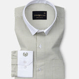 Radius Olive Check White Cuff Collar Oxford Shirt - John Ellies