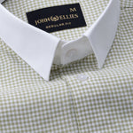 Radius Olive Check White Cuff Collar Oxford Shirt - John Ellies