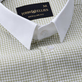Radius Olive Check White Cuff Collar Oxford Shirt - John Ellies