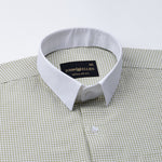 Radius Olive Check White Cuff Collar Oxford Shirt - John Ellies