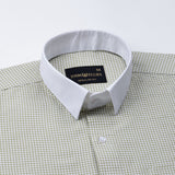 Radius Olive Check White Cuff Collar Oxford Shirt - John Ellies