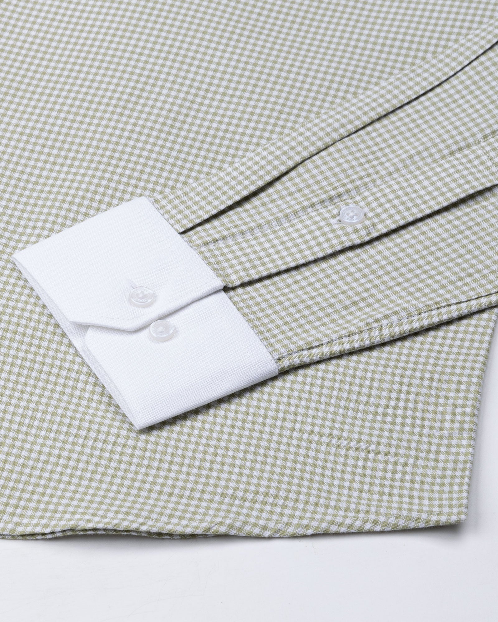 Radius Olive Check White Cuff Collar Oxford Shirt - John Ellies