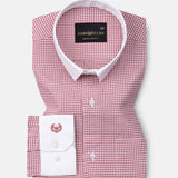 Radius Red Check White Cuff Collar Oxford Shirt - John Ellies