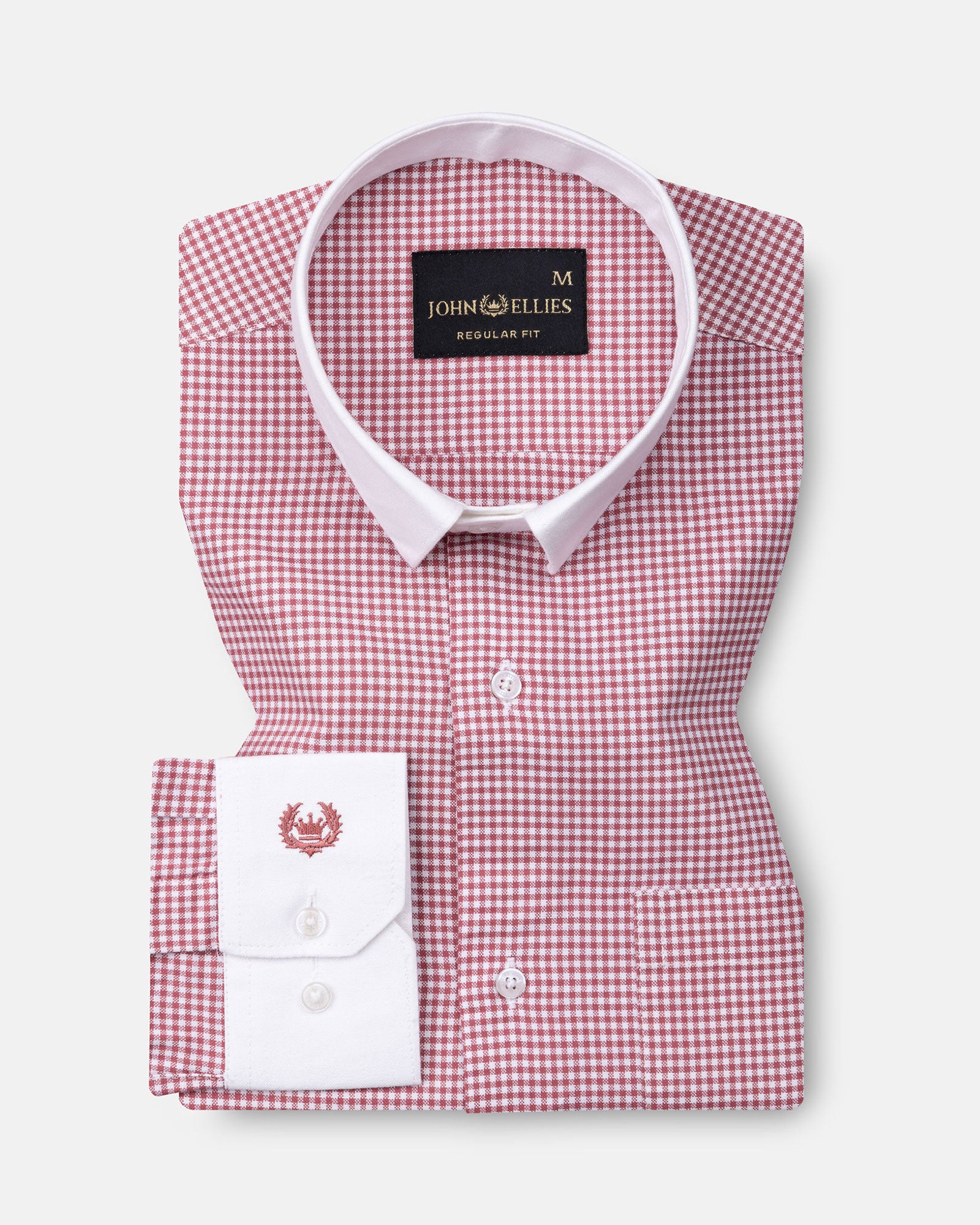 Radius Red Check White Cuff Collar Oxford Shirt - John Ellies