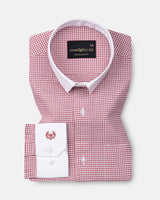 Radius Red Check White Cuff Collar Oxford Shirt