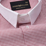 Radius Red Check White Cuff Collar Oxford Shirt - John Ellies