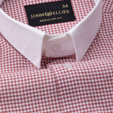 Radius Red Check White Cuff Collar Oxford Shirt - John Ellies
