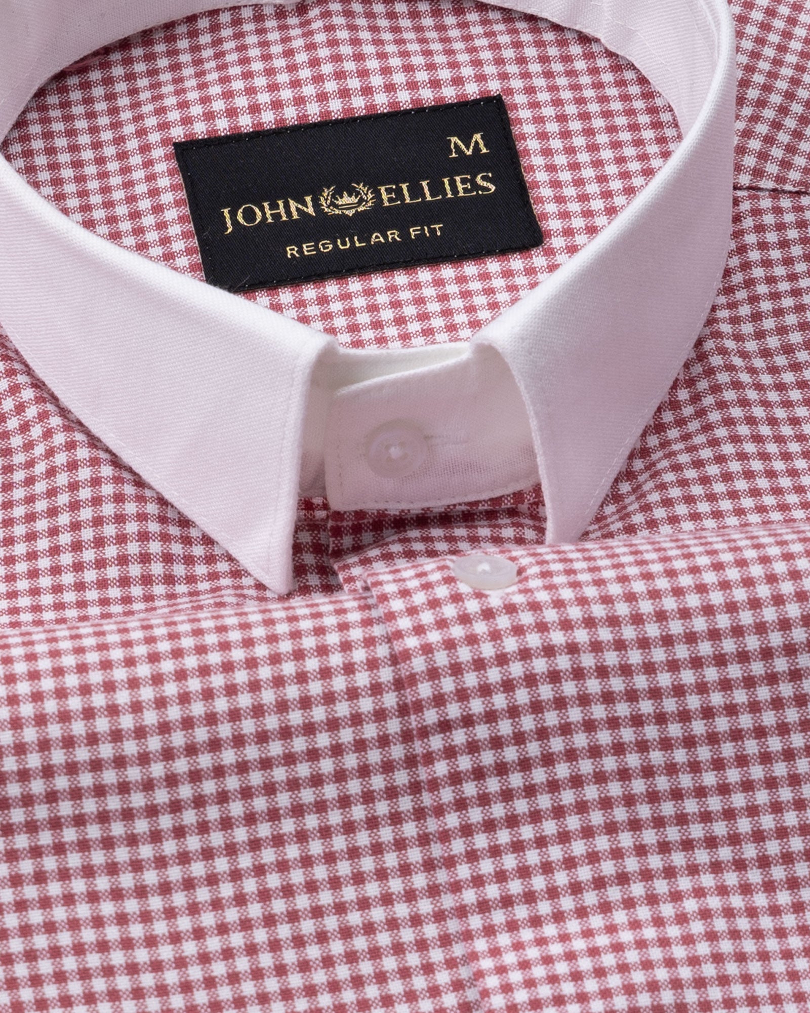 Radius Red Check White Cuff Collar Oxford Shirt - John Ellies
