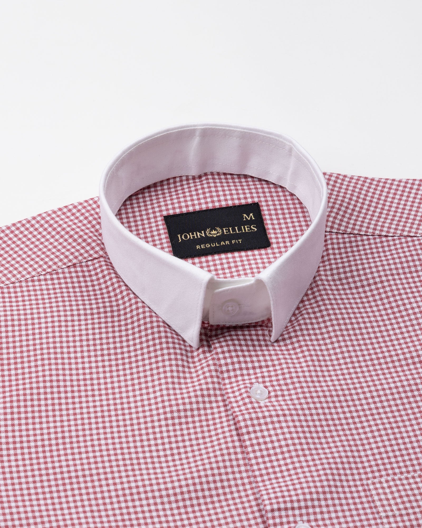 Radius Red Check White Cuff Collar Oxford Shirt - John Ellies
