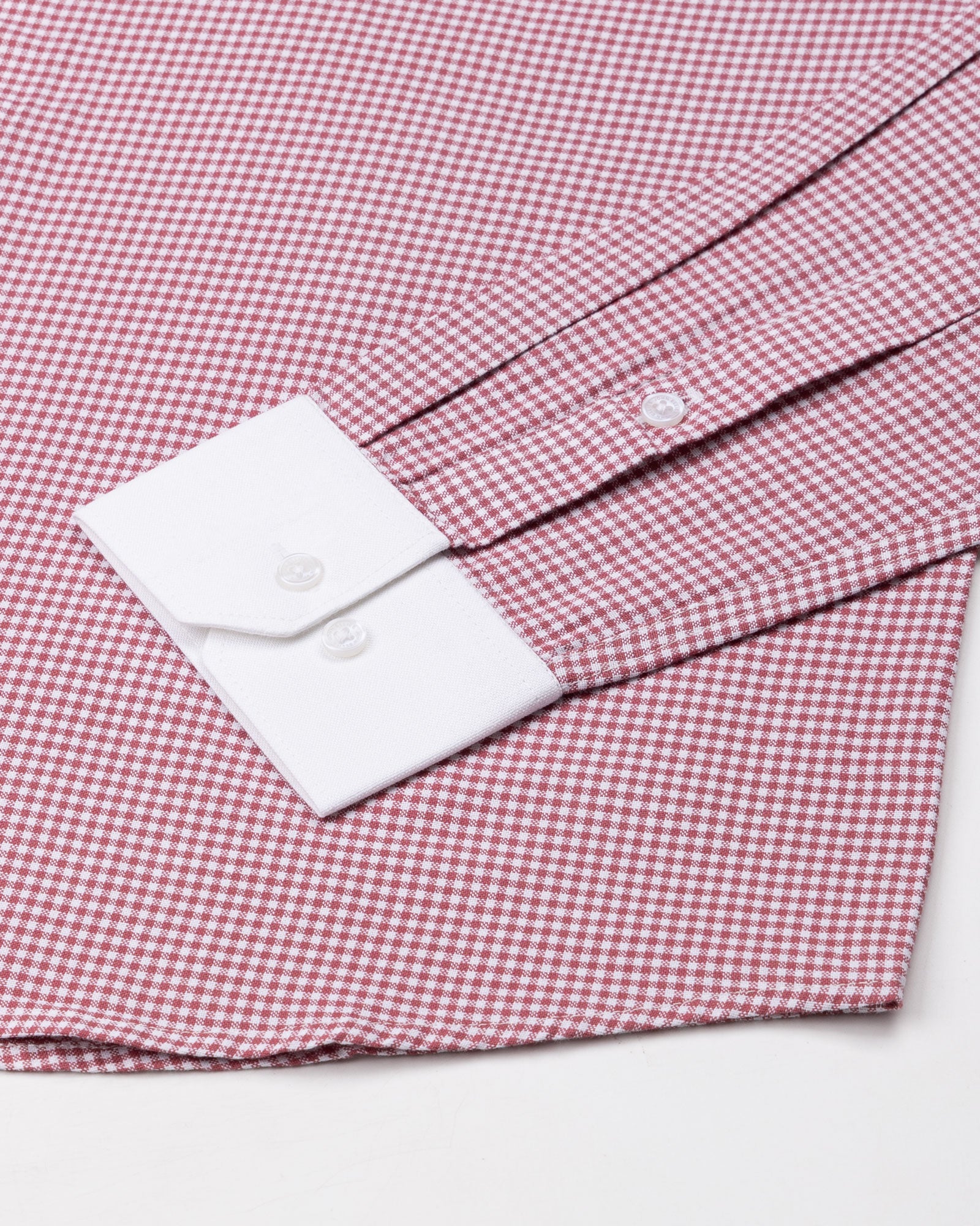 Radius Red Check White Cuff Collar Oxford Shirt - John Ellies
