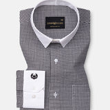 Radius Black Check White Cuff Collar Oxford Shirt - John Ellies