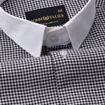 Radius Black Check White Cuff Collar Oxford Shirt - John Ellies