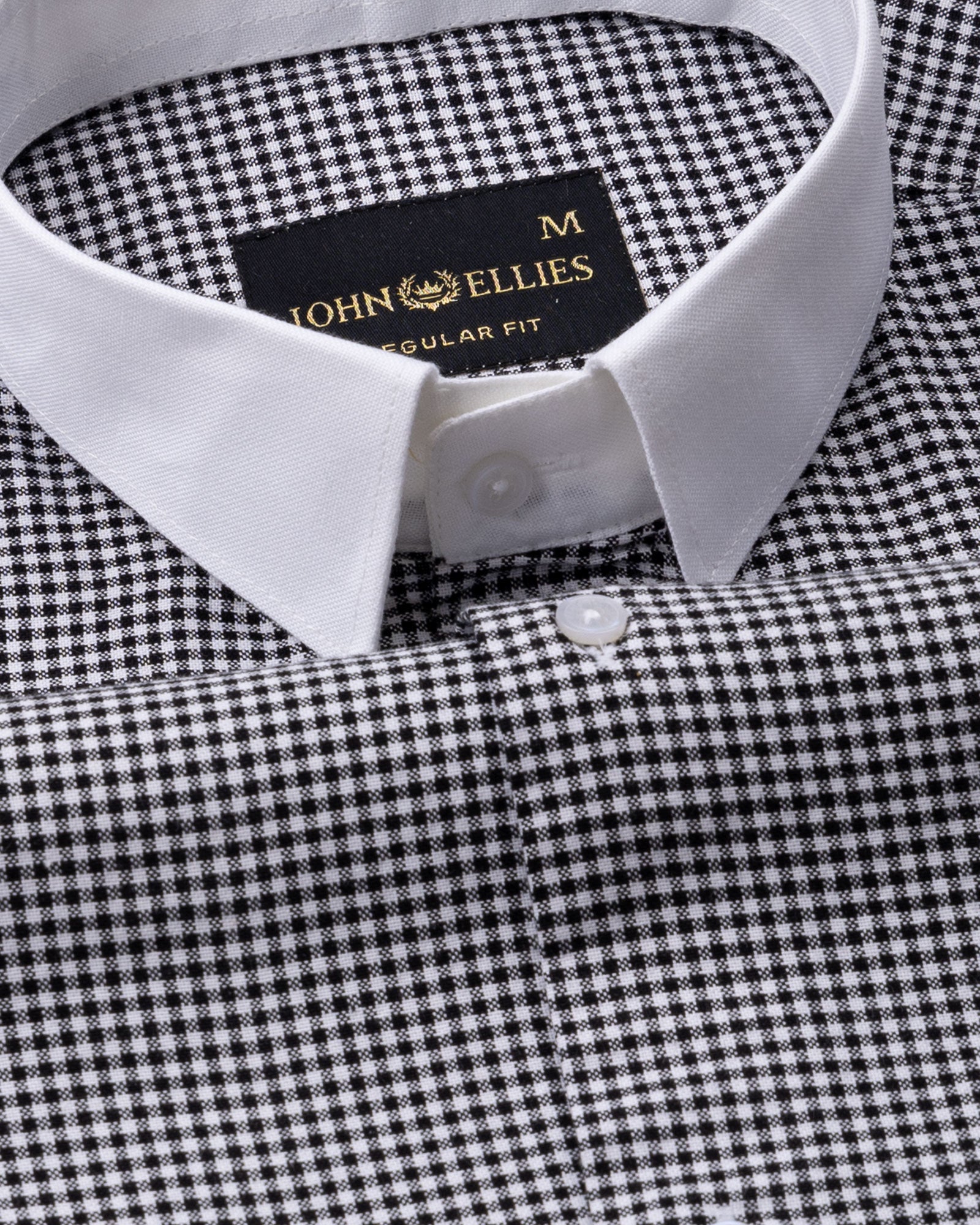Radius Black Check White Cuff Collar Oxford Shirt - John Ellies