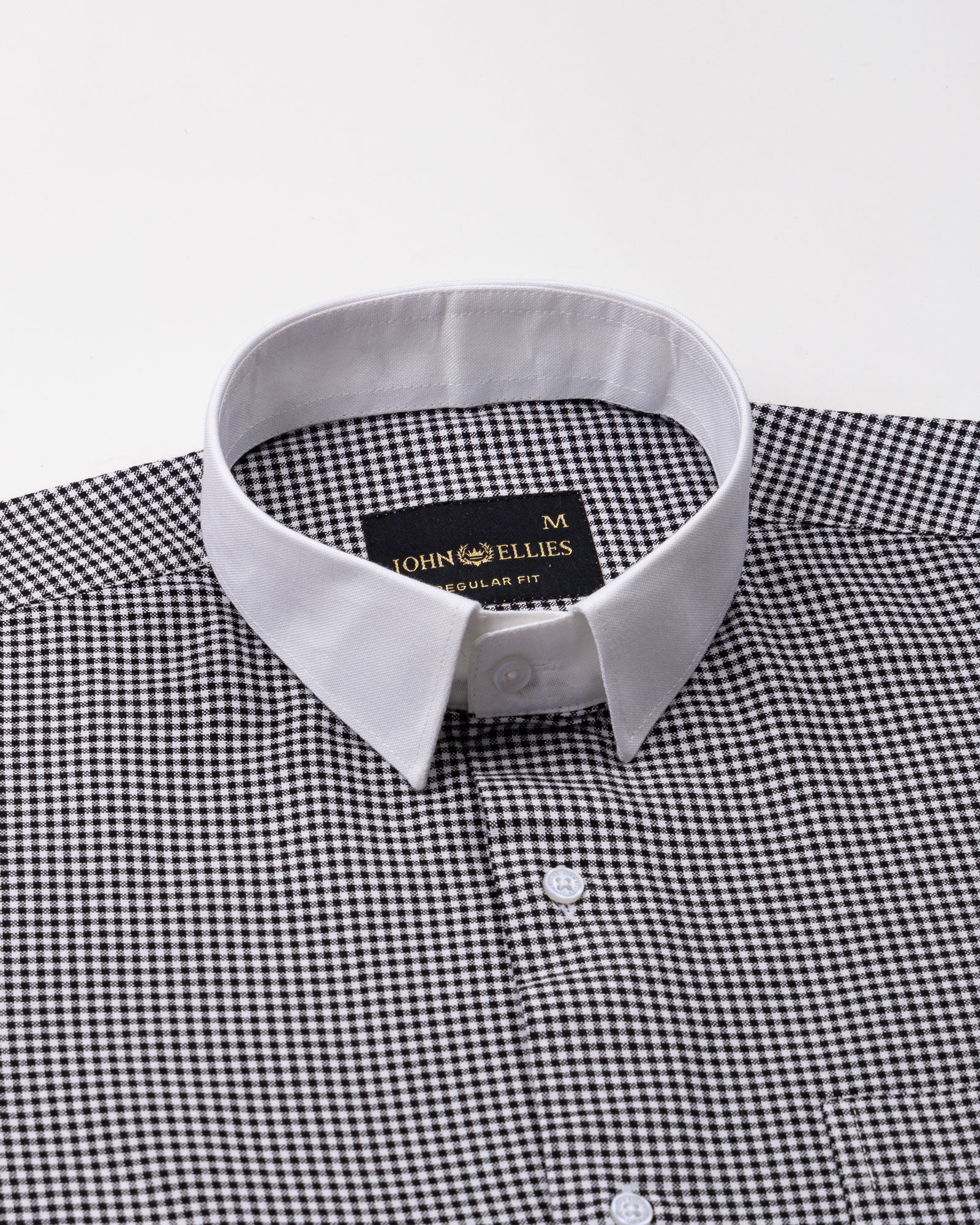 Radius Black Check White Cuff Collar Oxford Shirt - John Ellies