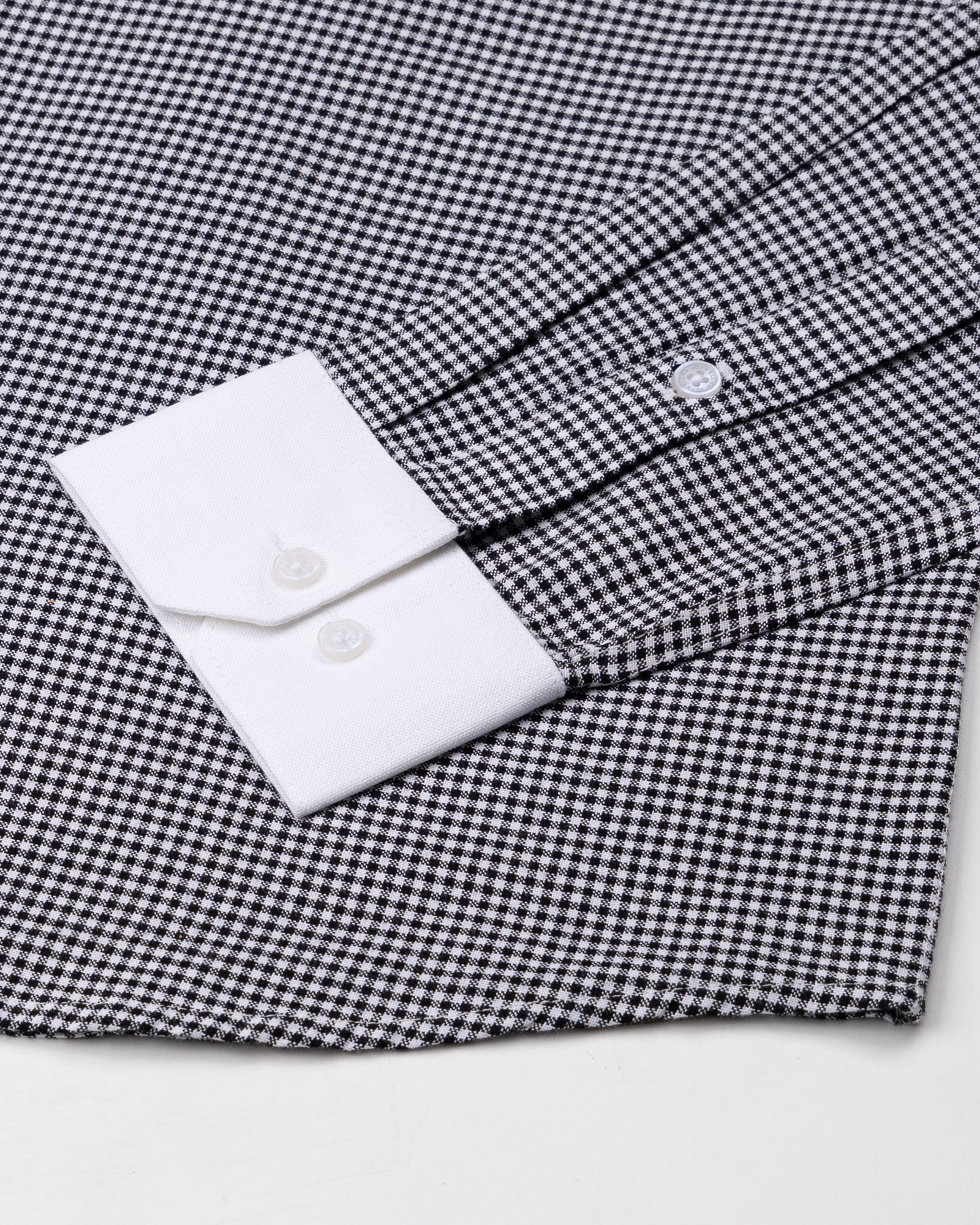 Radius Black Check White Cuff Collar Oxford Shirt - John Ellies