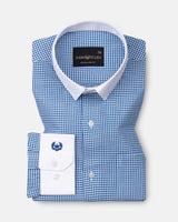 Radius Blue Check White Cuff Collar Oxford Shirt