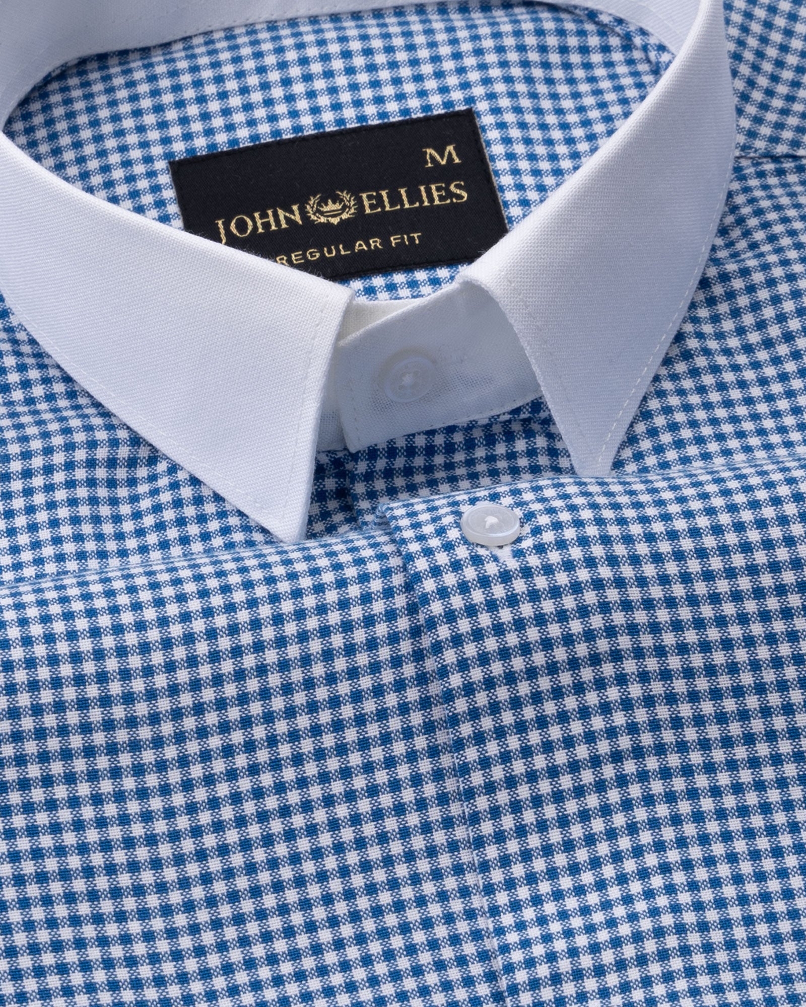 Radius Blue Check White Cuff Collar Oxford Shirt - John Ellies