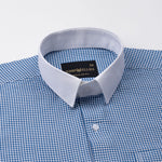 Radius Blue Check White Cuff Collar Oxford Shirt - John Ellies