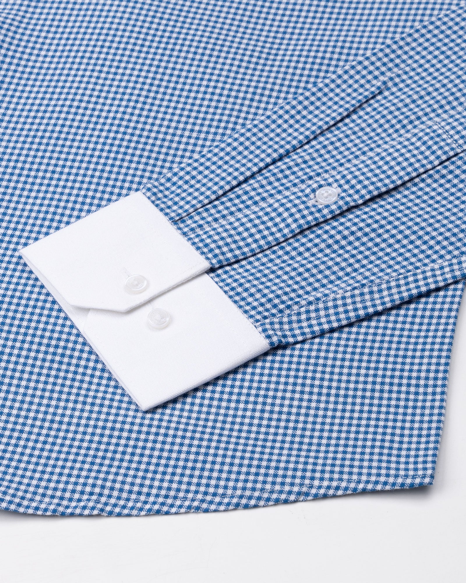 Radius Blue Check White Cuff Collar Oxford Shirt - John Ellies