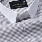 Radius Grey Check White Cuff Collar Oxford Shirt - John Ellies