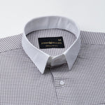Radius Grey Check White Cuff Collar Oxford Shirt - John Ellies