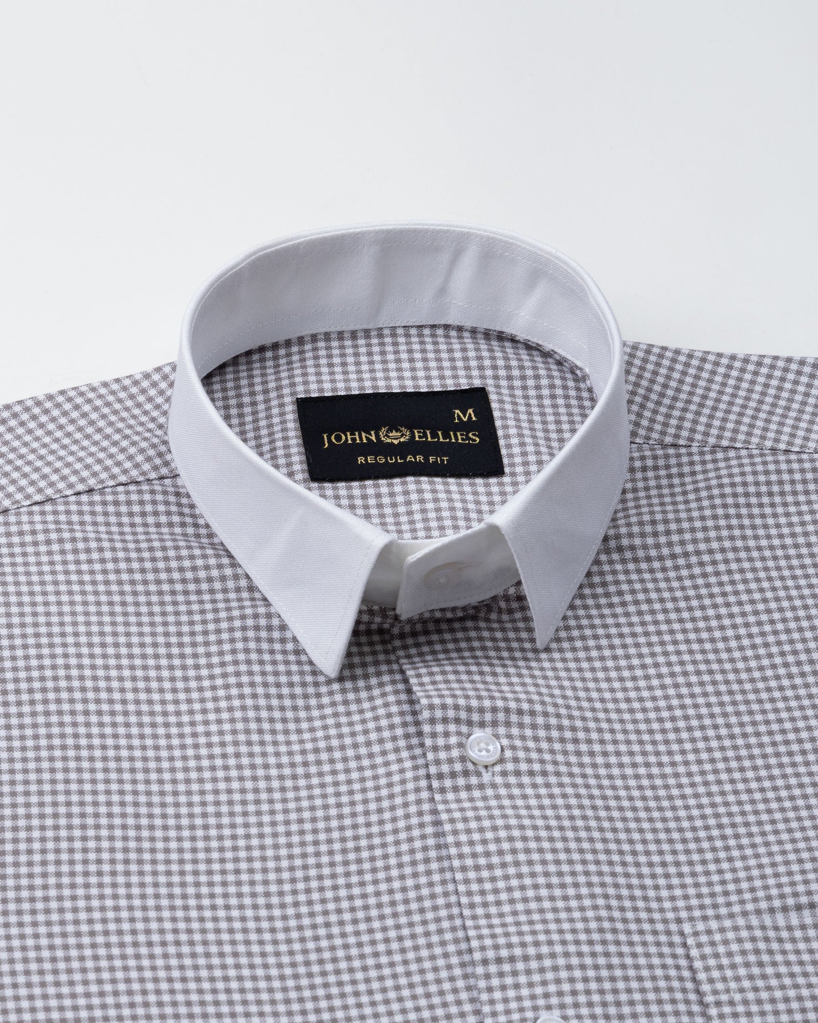 Radius Grey Check White Cuff Collar Oxford Shirt - John Ellies