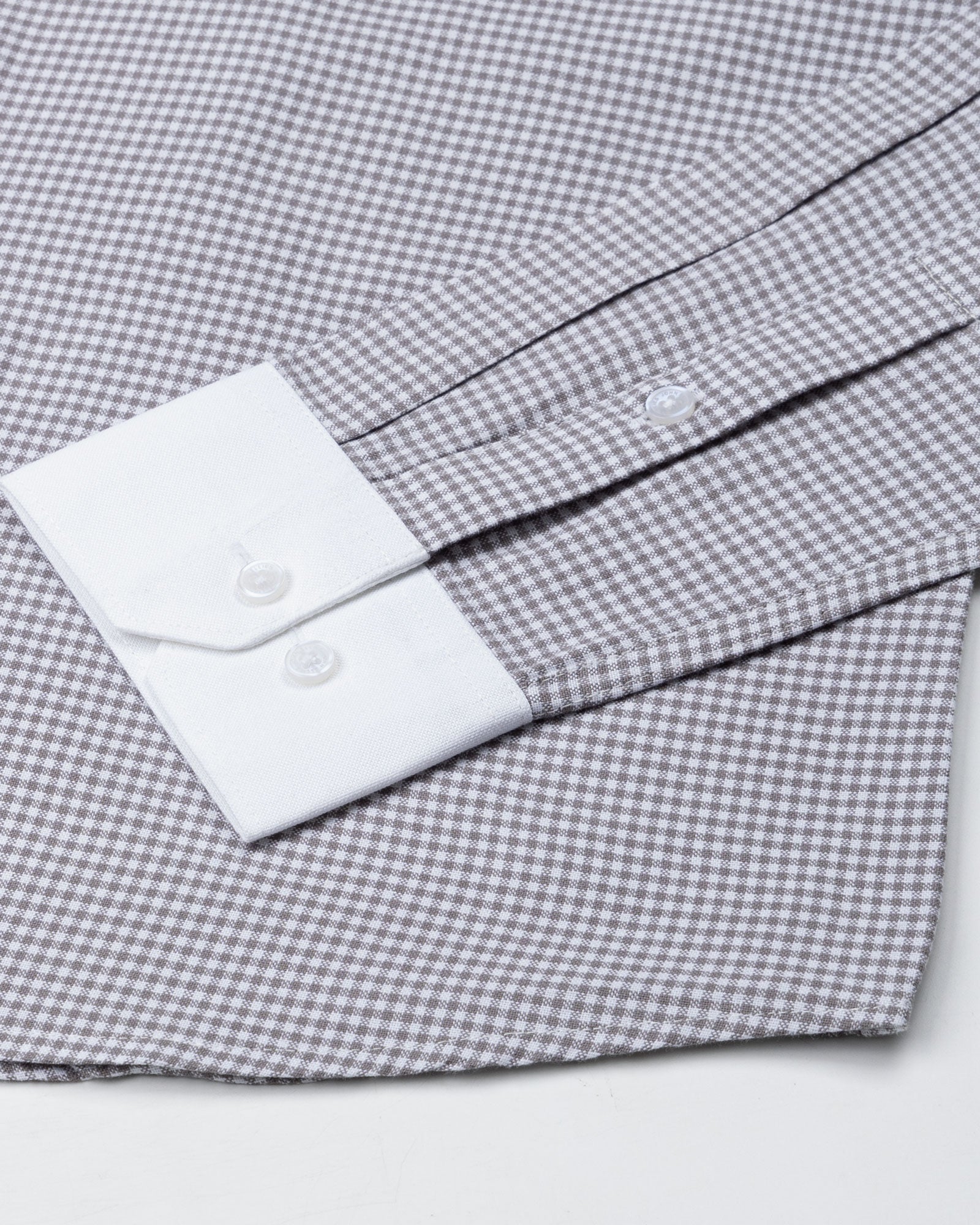 Radius Grey Check White Cuff Collar Oxford Shirt - John Ellies
