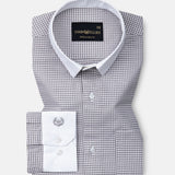 Radius Grey Check White Cuff Collar Oxford Shirt - John Ellies