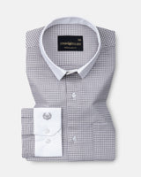 Radius Grey Check White Cuff Collar Oxford Shirt