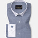 Radius Navy Blue Check White Cuff Collar Oxford Shirt - John Ellies