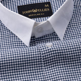 Radius Navy Blue Check White Cuff Collar Oxford Shirt - John Ellies